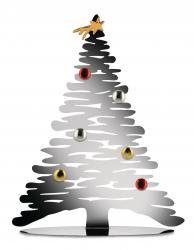 Alessi Weihnachtsschmuck - Weihnachtsbaum "Bark for Christmas" Edelstahl, Höhe 45 cm mit Magneten aus Porzellan