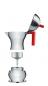 Preview: Alessi "Pulcina" Espressomaschine aus Aluminium rot - 1 Tasse