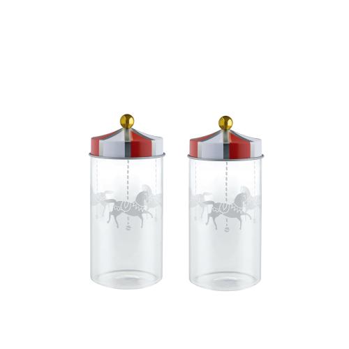 Alessi Gewürzbehälter 2er Set mit abgedichtetem Deckel "Circus"