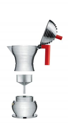 Alessi "Pulcina" Espressomaschine aus Aluminium rot - 1 Tasse