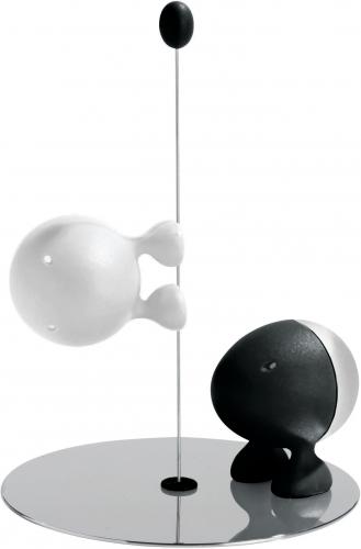 Alessi Menage: Salz und Pfeffer "Lilliput" schwarz / weiß