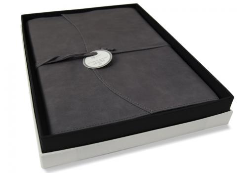 Centralcrafts  "Indra" A4 Notizbuch mit Ledereinband wiederbefüllbar Grey