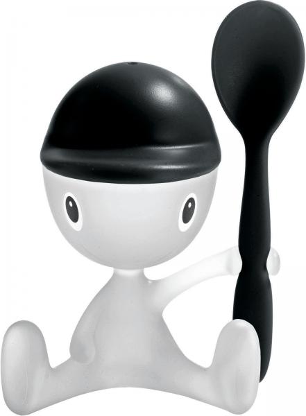 Alessi Eierbecher mit Salzstreuer und Löffel "Cico" Schwarz