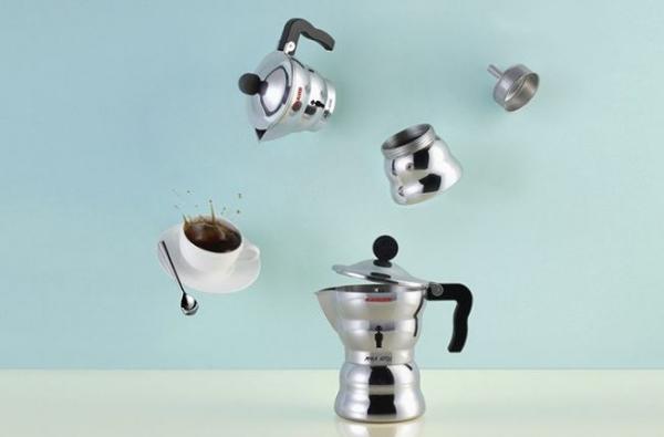 Alessi "Moka Alessi" 6 Tassen - Espressomaschine aus Aluminiumguss und thermoplastischem Harz