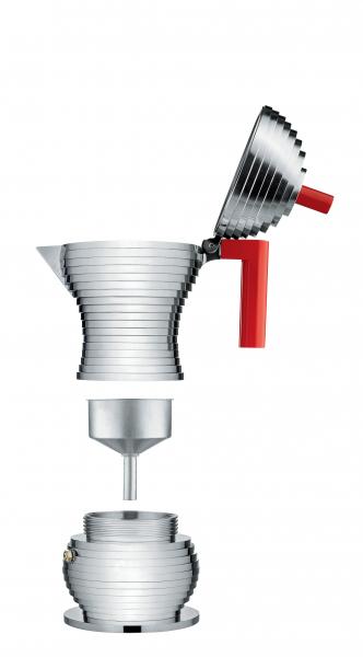 Alessi "Pulcina" Espressomaschine aus Aluminium rot - 3 Tassen