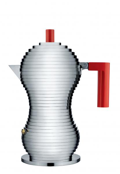 Alessi "Pulcina" Espressomaschine aus Aluminium rot - 3 Tassen