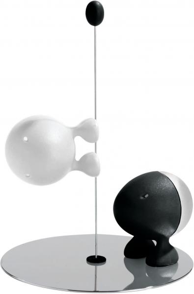 Alessi Menage: Salz und Pfeffer "Lilliput" schwarz / weiß