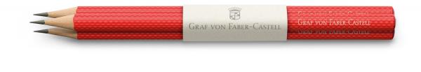 Graf von Faber Castell 3 holzgefasste Bleistifte Guilloche, India Red